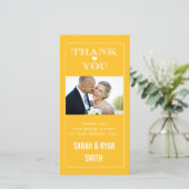 ハート結婚の黄色ありがとうフォトカード サンキューカード (スタンド正面)