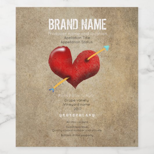 ハート結婚の ワインラベル (シングルラベル)