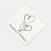 ハート結婚ズ婚約ブライダルシャワーブラック スタンダードランチョンナプキン (角)