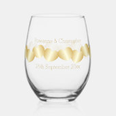 ハート結婚デザイン ステムなしワイングラス (正面)