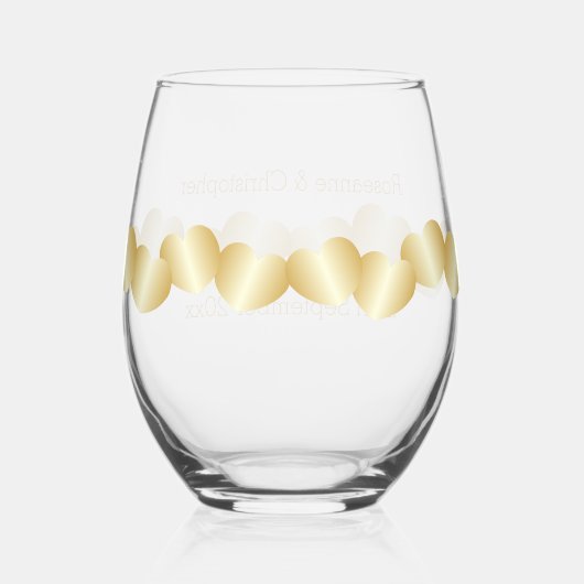 ハート結婚デザイン ステムなしワイングラス (裏面)