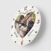 ハート結婚パズルの写真が完成素朴 ラウンド壁時計 (傾斜)