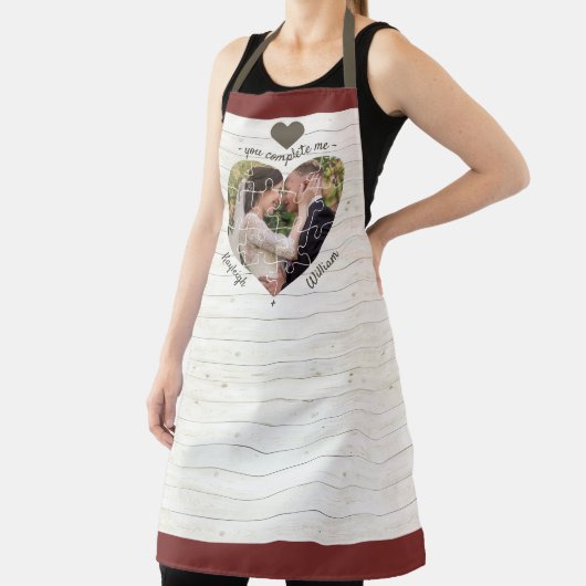 ハート結婚パズルの写真を完成させ素朴る エプロン (インサイチュ)