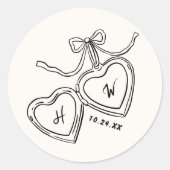 ハート結婚ペンダント婚約パーティ ラウンドシール (正面)