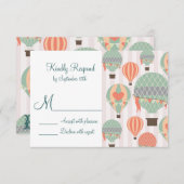 ハート結婚出欠届けカード付き熱気球 出欠カード (正面/裏面)