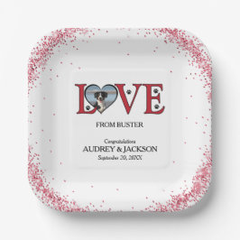 ハート結婚型の写真を持つ可愛らしい紙プレート ペーパープレート