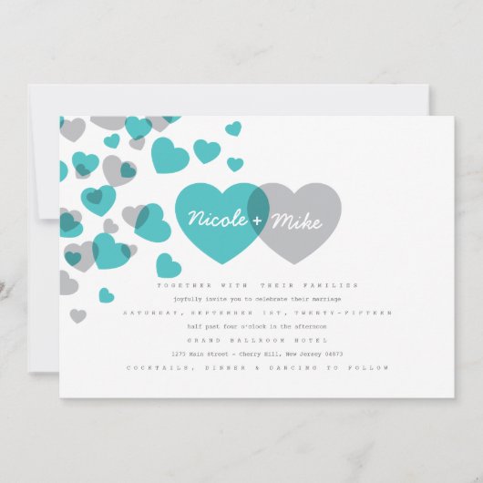 ハート結婚式招待状 招待状 (正面)