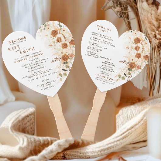 ハート結婚式 プログラムファン | 素朴フローラ ハンドファン