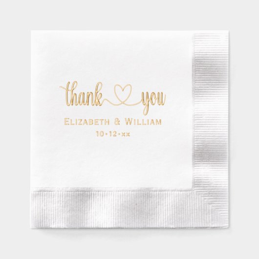 ハート結婚手書きタイポグラフィあり#3 箔ナプキン (正面)