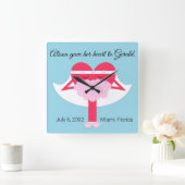 ハート結婚記念日 スクエア壁時計 (ホーム)