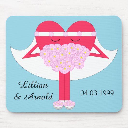 ハート結婚記念日 マウスパッド (正面)