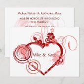 ハート結婚 招待状 (正面/裏面)