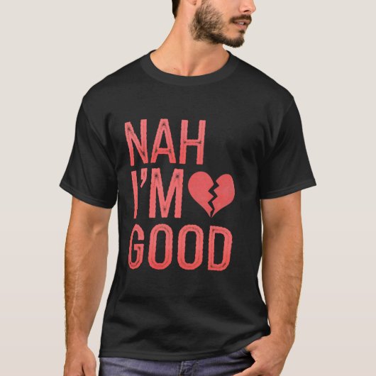 ハート結構です反バレンタインデーシングルアウェアネス Tシャツ (正面)