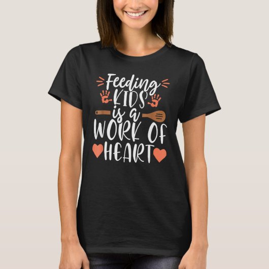 ハート給食女性食堂の仕事 Tシャツ (正面)