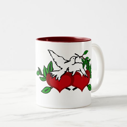 ハート統一されたマグ ツートーンマグカップ (正面右)