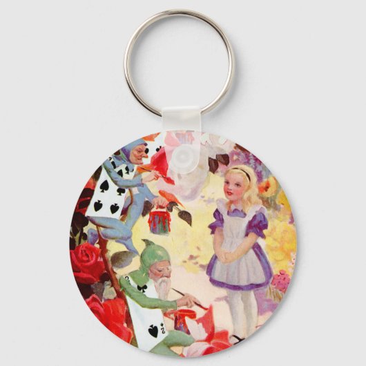 ハート絵画のバラの赤の女王 キーホルダー (正面)
