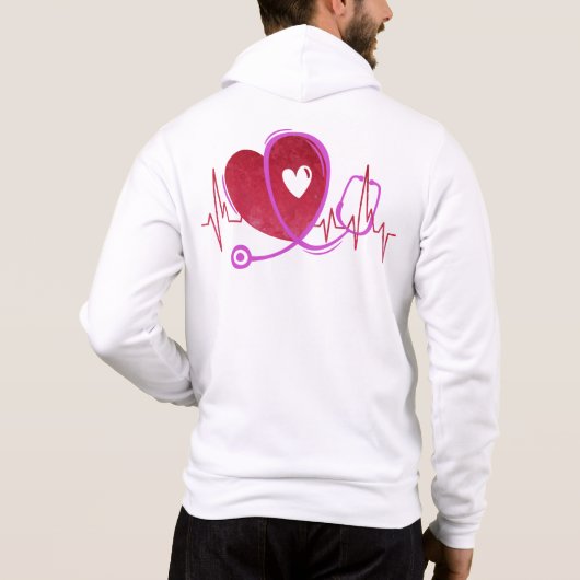 ハート線聴診器3による曲線 パーカ (裏面)