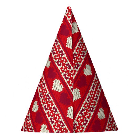 ハート編み物シームレスパターン1 +アイディア パーティーハット (裏面)