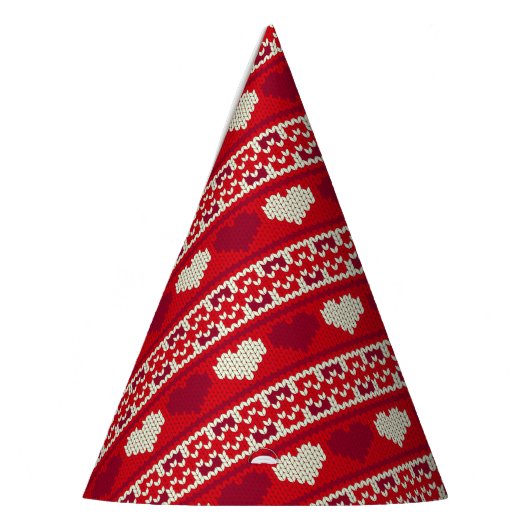 ハート編み物シームレスパターン1 +アイディア パーティーハット (左)