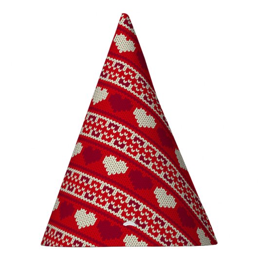 ハート編み物シームレスパターン1 +アイディア パーティーハット (右)