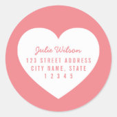 ハート編集可能な背景色のホームアドレス ラウンドシール (正面)
