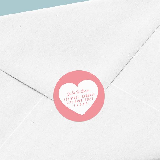 ハート編集可能な背景色のホームアドレス ラウンドシール