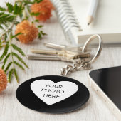 ハート縁どキーチェーンテンプレート – 黒 キーホルダー (側面)