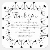 ハート縁ど手引き小さなビジネスありがとう スクエアシール (正面)