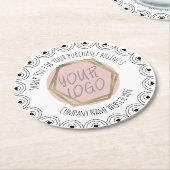 ハート縁ど手描きビジネスロゴ ラウンドペーパーコースター (アングル)