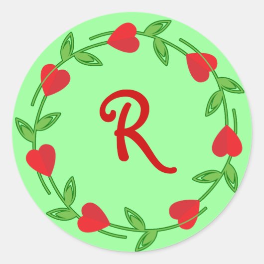 ハート縁どMonogramへのステッカー ラウンドシール (正面)