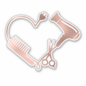 ハート美容師はさみサロン美容師 シール (正面)