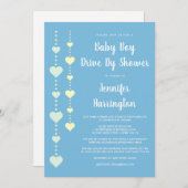 ハート群ブルードライブバイ男の赤ちゃんシャワー 招待状 (正面/裏面)