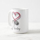 ハート聴診器コパーソナライズされたーヒーマグ コーヒーマグカップ (正面左)