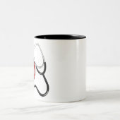 ハート聴診器パーソナライズされたナース医療 ツートーンマグカップ (中央)