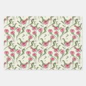 ハート肉食性ビーナスフライトラップ植物の手を引いた ラッピングペーパーシート (正面)