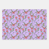 ハート肉食性ビーナスフライトラップ植物の手を引いた ラッピングペーパーシート (正面3)