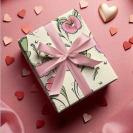 ハート肉食性ビーナスフライトラップ植物の手を引いた ラッピングペーパーシート