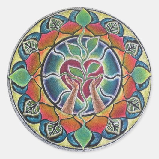 ハート育成マンダラステッカー ラウンドシール (正面)