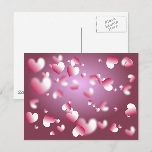 ハート背景 ポストカード (正面/裏面)