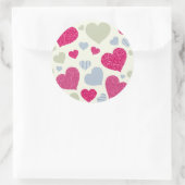 ハート背景 ラウンドシール (バッグ)