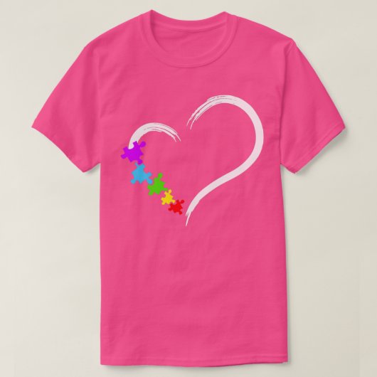ハート自閉症意識ラブパズルシンプルアイディアオート Tシャツ (デザイン正面)