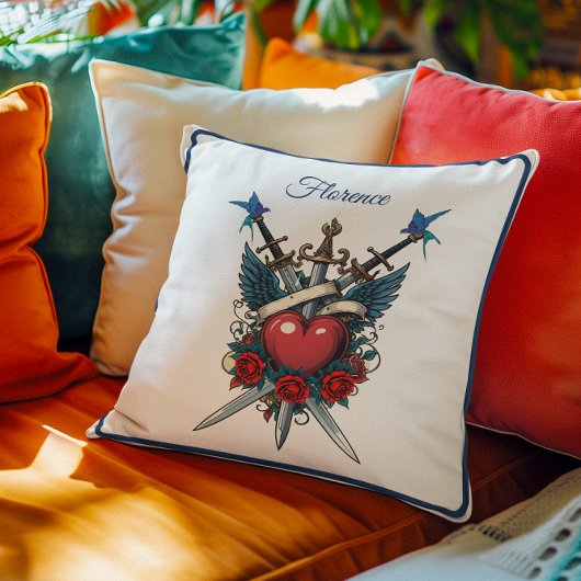 ハート航海のフローラ赤 クッション