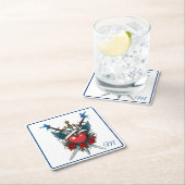 ハート航海のフローラ赤 スクエアペーパーコースター (インサイチュ)