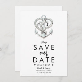 ハート航海のロープいかり沿岸の保存日付 招待状