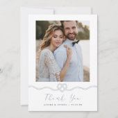 ハート航海のロープネイビー&ホワイト写真ありがとう サンキューカード (正面)