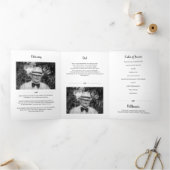 ハート色あせたフレーム4愛する記憶の葬儀の写真 三つ折りプログラム (内部)