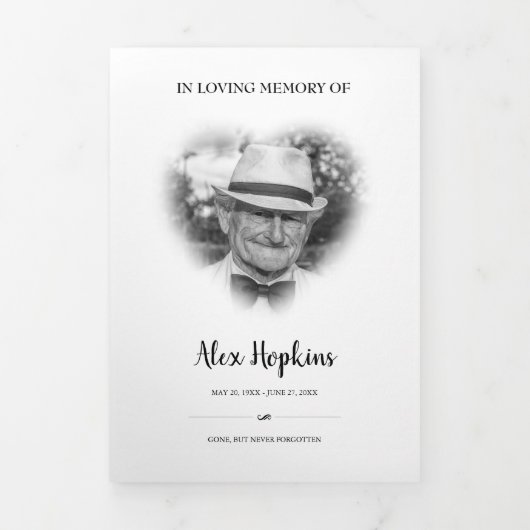 ハート色あせたフレーム4愛する記憶の葬儀の写真 三つ折りプログラム (カバー)