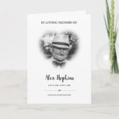 ハート色あせた額縁写真記念の折り畳み葬儀 プログラム (正面)