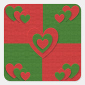 ハート色の赤い緑のフェルト色 スクエアシール (正面)