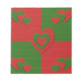 ハート色の赤い緑のフェルト色 ノートパッド (正面)